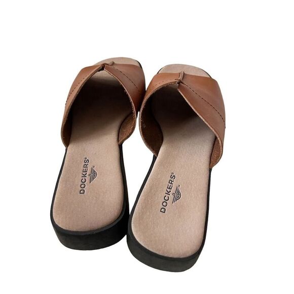 Dockers Women's Brown Leather Slide Sandals Casual Summer Slip On 8M - Picture 4 of 7
